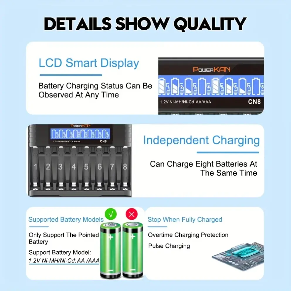 Akulaadija – 8 pesaga (AA ja AAA)
