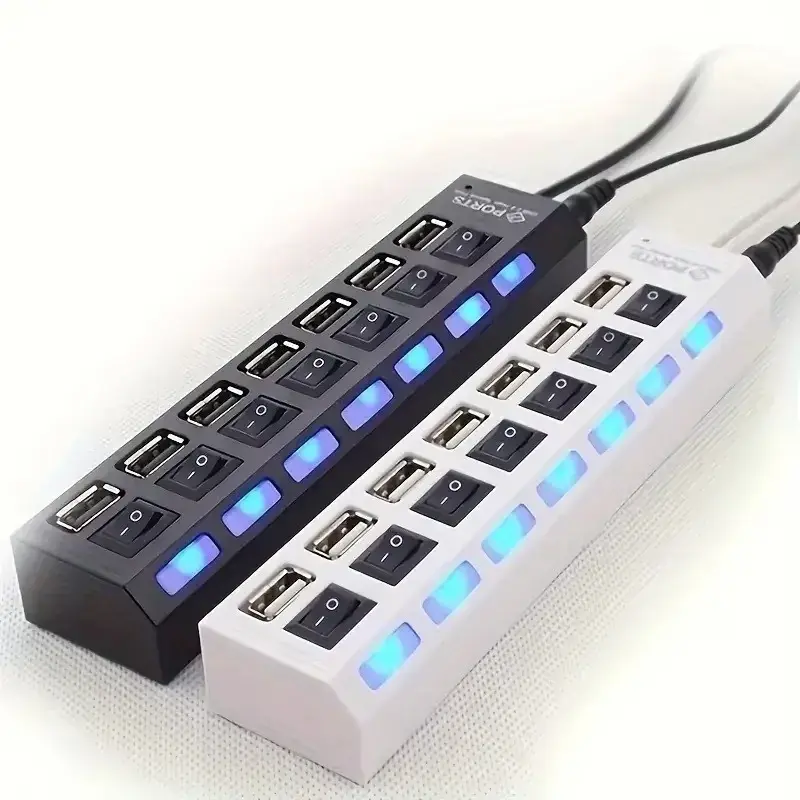 7-pordiline USB hub LED-indikaatoritega