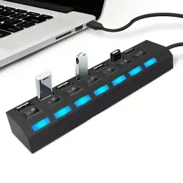 7-pordiline USB hub LED-indikaatoritega