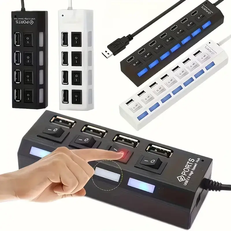 7-pordiline USB hub LED-indikaatoritega